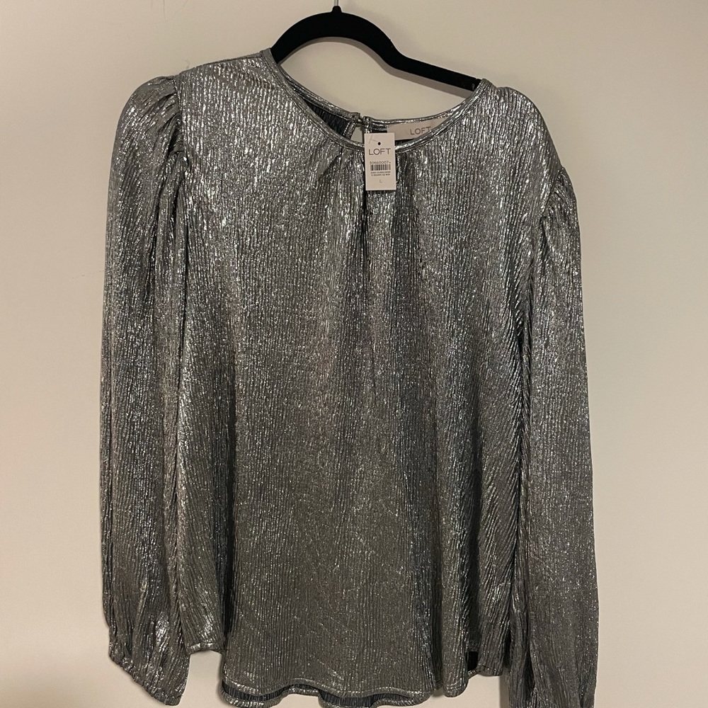 Long sleeve silver blouse
